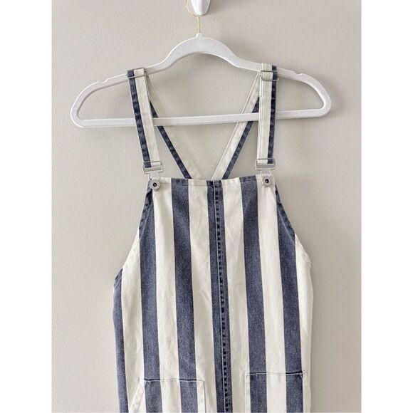 Vince Camuto Blue Denim Striped Casual Overall Dress Size Extra Small - Picture 6 of 12